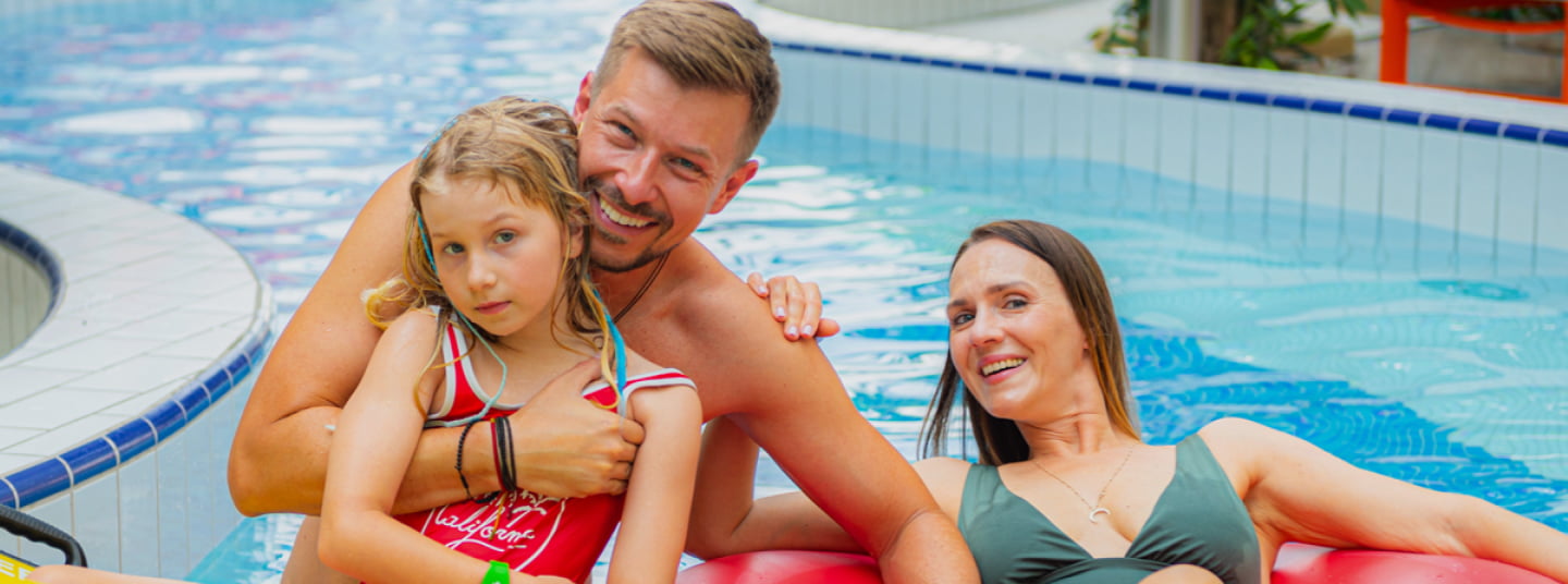 A family having fun at the water park